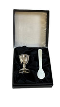 Load image into Gallery viewer, Silver Egg Cup & Mother of Pearl spoon Set
