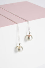 Load image into Gallery viewer, Hallmarked sterling silver mama-to-bee Mexican bola pregnancy necklace in 9ct gold and 9ct rose gold