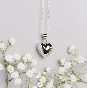 Silver plated heart shaped Mexican bola pregnancy necklace